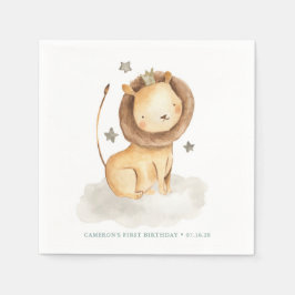 Guardanapo De Papel Safari Watercolor Lion Prince Aniversário de crian