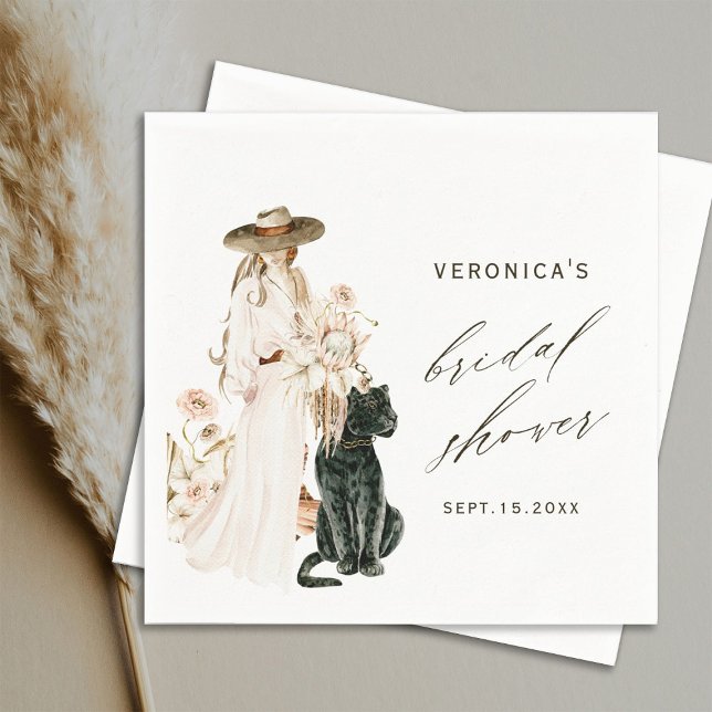 Guardanapo De Papel Safari Wild Leopard Boho Lady Chá de panela (Criador carregado)