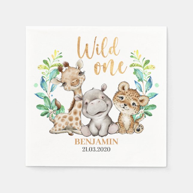 Guardanapo De Papel Safari Wild One Napkins (Frente)