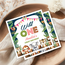 Guardanapo De Papel Safari Wild One primeiro aniversario