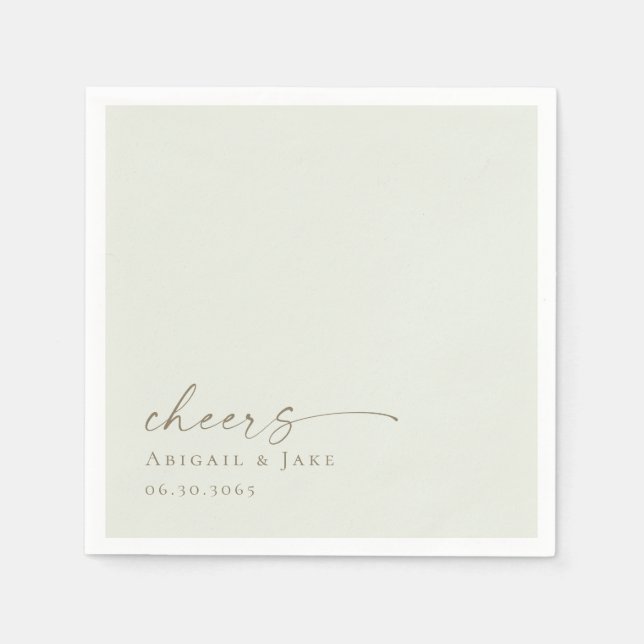 Guardanapo De Papel Sage & Dourado Casamento Personalizado Napkins (Frente)