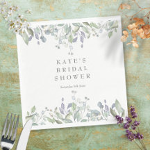 Sage e Lilac Floral de Aquarela Chá de Noiva