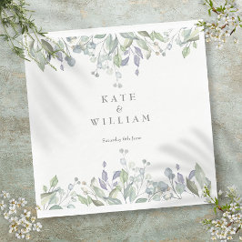 Guardanapo De Papel Sage e Lilac Watercolor Casamento Floral Greenery