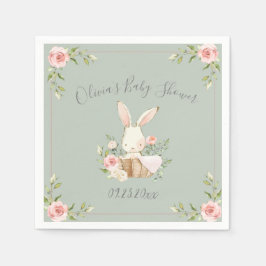 Guardanapo De Papel Sage Green Bunny Rabbit Chá de fraldas Napkins