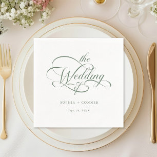 Guardanapo De Papel Sage Green Delicate Elegant Script Wedding