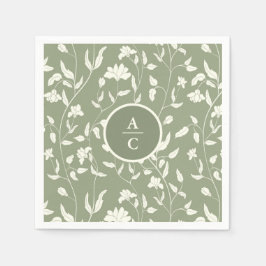 Guardanapo De Papel Sage Green e Cream Floral
