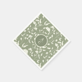 Guardanapo De Papel Sage Green e Cream Floral