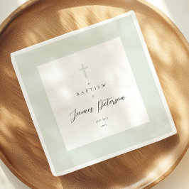 Guardanapo De Papel Sage Green Elegant Baptism Paper Napkin