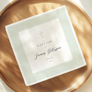 Guardanapo De Papel Sage Green Elegant Baptism Paper Napkin