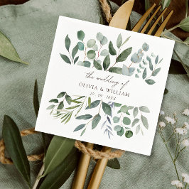 Guardanapo De Papel Sage Green Eucalyptus Greenery Leaf Weding