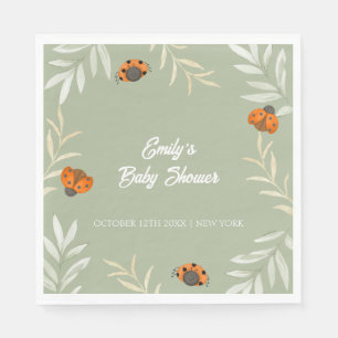 Guardanapo De Papel Sage Green Fall Ladybug Chá de fraldas verde