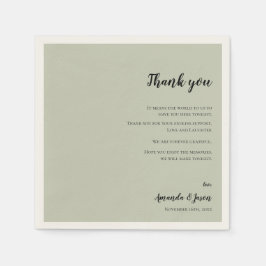 Guardanapo De Papel Sage Green Faux Vellum Casamento Obrigado Mensagem