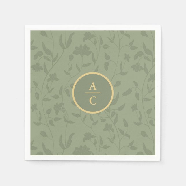 Guardanapo De Papel Sage Green Floral (Frente)