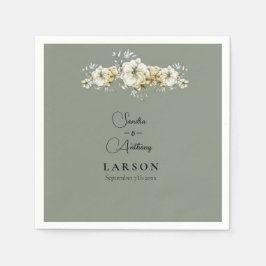 Guardanapo De Papel Sage Green Floral Wedding Napkins
