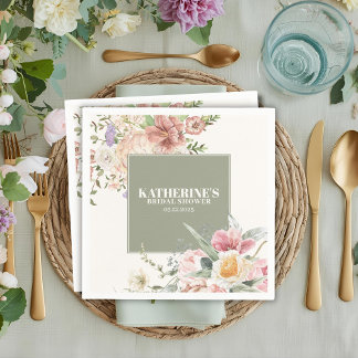 Guardanapo De Papel Sage Green Garden Flower Spring Bridal Shower