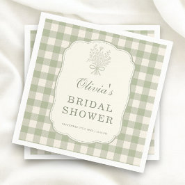 Guardanapo De Papel Sage Green Gingham Bridal Shower Party