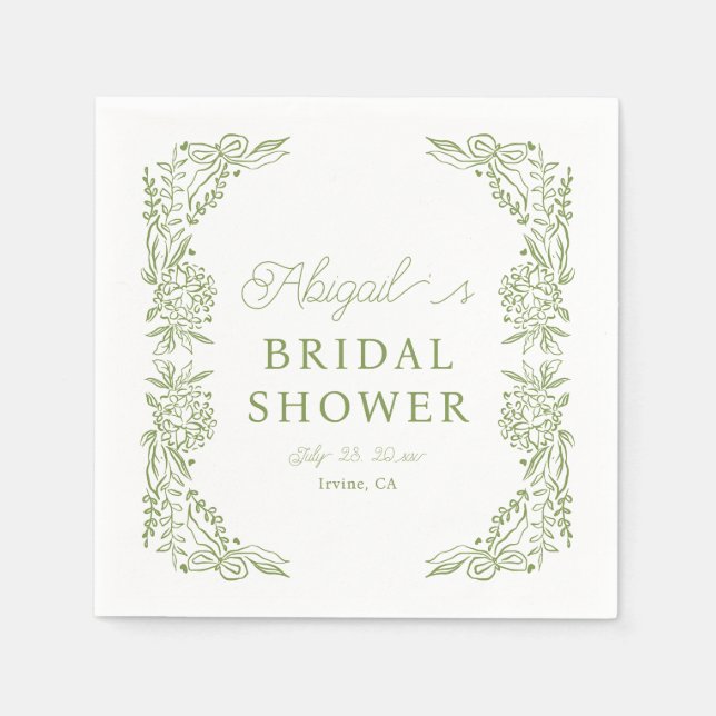 Guardanapo De Papel Sage Green Hydrangea Bridal Shower Napkin (Frente)