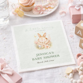 Guardanapo De Papel Sage Green Little Bunny on Its Way Baby Shower 