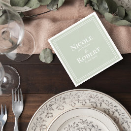 Guardanapo De Papel Sage Green Minimalist Wedding Cocktail Napkin