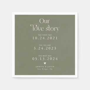 Guardanapo De Papel Sage Green Nossa História De Amor Retraindo Casame