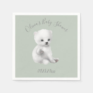 Guardanapo De Papel Sage Green Polar Bear Chá de fraldas Napkins