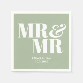 Guardanapo De Papel Sage Green Sr. e Sr. Personalizado Casamento Napki