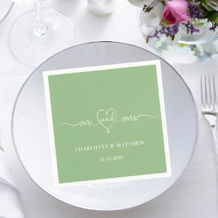 Guardanapo De Papel Sage green sr. Heart script simples