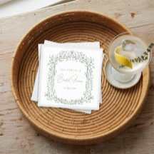 Sage Green Toile Cocktail Napkin