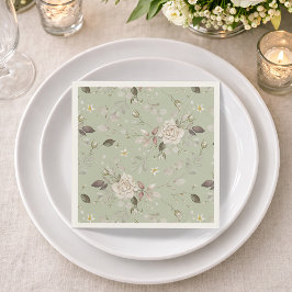 Guardanapo De Papel Sage Green Vintage Rose Floral