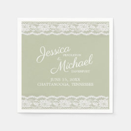 Guardanapo De Papel Sage Green White Lace Nomes de Casamento
