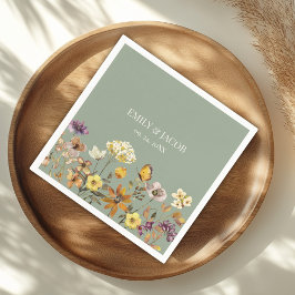 Guardanapo De Papel Sage Green Wildflower Boho Wedkins