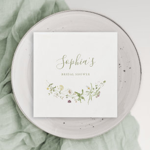 Guardanapo De Papel Sage Green Wildflower Rustic Chá de panela
