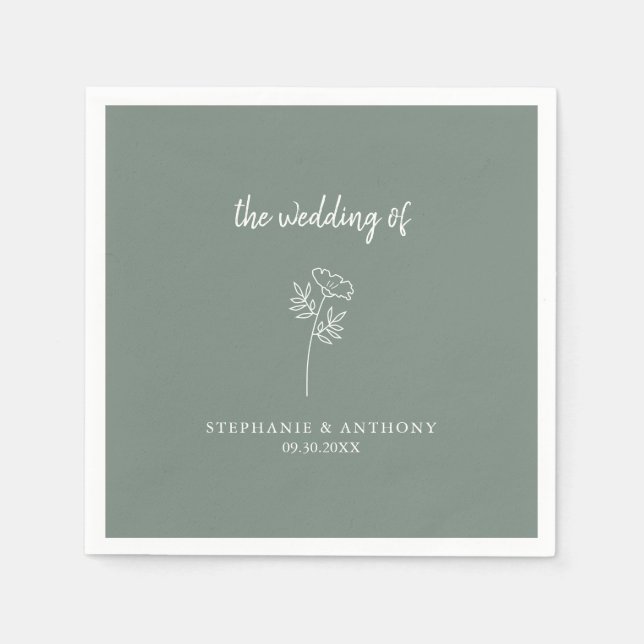 Guardanapo De Papel Sage Green Wildflower Wedkins (Frente)