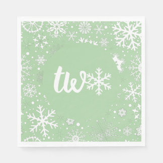 Guardanapo De Papel Sage Green Winter Second Birthday Snowflake
