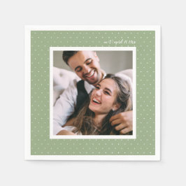 Guardanapo De Papel Sage Modern Script and Chic Dots Wedding Photo