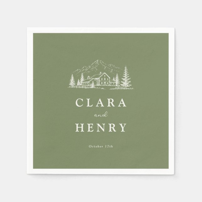 Guardanapo De Papel Sage Mountain Wedding Napkins (Frente)
