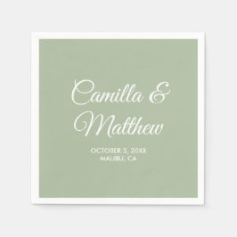 Guardanapo De Papel Sage Romântico Script Personalizado Casamento Napk