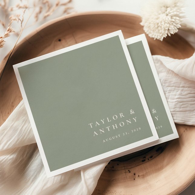 Guardanapo De Papel Sage Verde Simples Moderno Elegante Casamento Mini (Criador carregado)