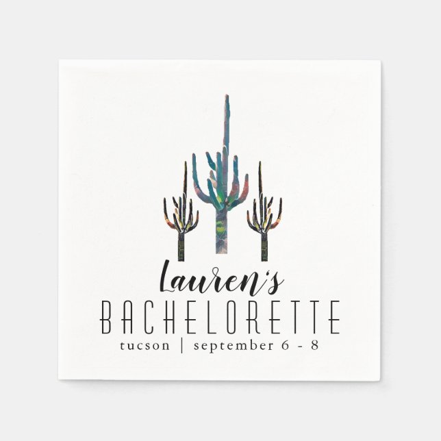 Guardanapo De Papel Saguaro Cactus Bachelorette Personalizado (Frente)