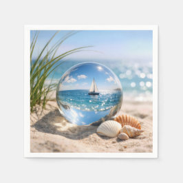 Guardanapo De Papel Sailboat Reflection In Glass Sphere