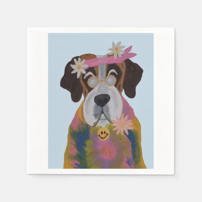 Guardanapo De Papel Saint Bernard Hippie (Frente)