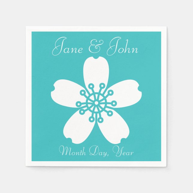 Guardanapo De Papel Sakura encantadora em Turquoise Napkins (Frente)