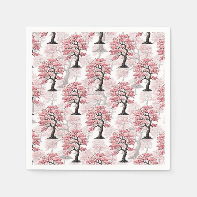 Guardanapo De Papel Sakura Pink Chersom Tree Design (Frente)