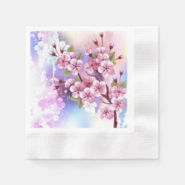 Guardanapo De Papel Sakura rosa no fundo da pintura (Frente)