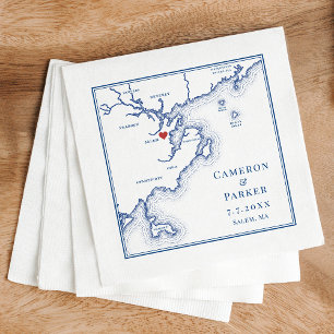 Guardanapo De Papel Salem MÃE Map Marinho Elegante Casamento Azul