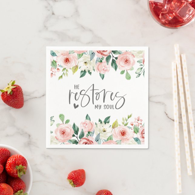 Guardanapo De Papel Salm 23:3 Ele Restaura minha Bíblia de Alma Verso  (Insitu)