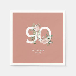 Guardanapo De Papel Salmão Elegante Rosa Rosa 90 Birthdday