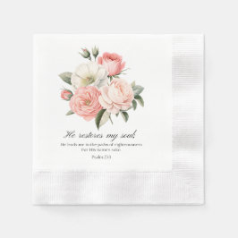 Guardanapo De Papel Salmo 23:3 Ele Restaura Flores da Minha Alma