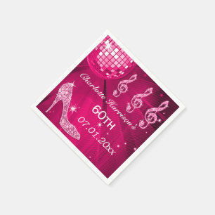 Guardanapo De Papel Saltos 60th da bola e da faísca do disco do rosa