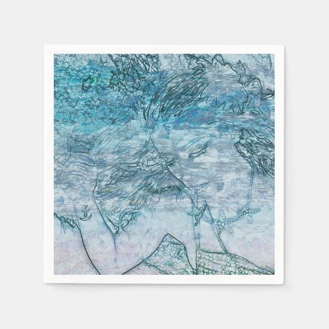 Guardanapo De Papel Salva Náutica Azul Verde-Teal (Frente)